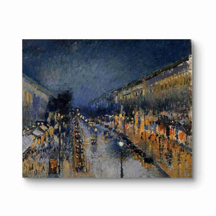 "Camille Pissarro's 'Nocturnal City Boulevard' - Hand-Painted Oil Painting Reproduction"