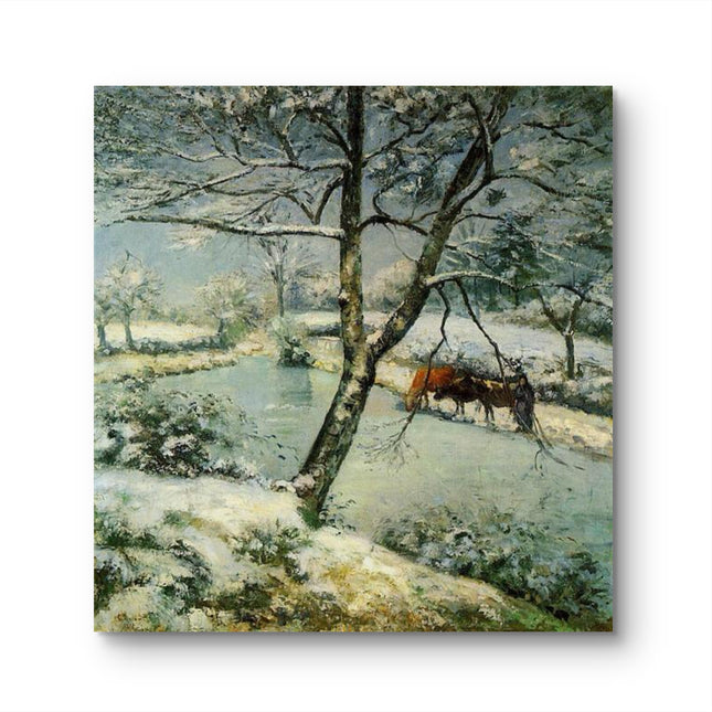 "Camille Pissarro's 'Snow-Covered Winter Landscape' - Hand-Painted Oil Painting Reproduction"