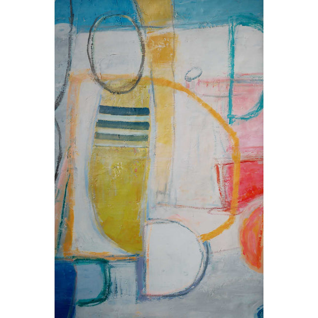 "Modern Geometric Abstract Oil Painting - Bold Colorful Shapes - Contemporary Wall Art for Living Room & Office"
