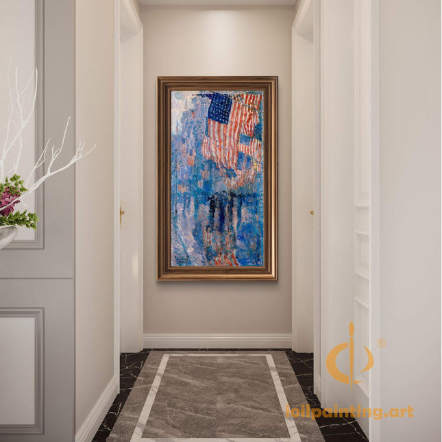 "Childe Hassam's 'Patriotic Splendor' - Premium Hand-Painted Oil Reproduction on Canvas"