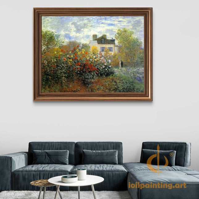 "Claude Monet's 'Garden at Giverny' - Premium Hand-Painted Oil Reproduction on Canvas"