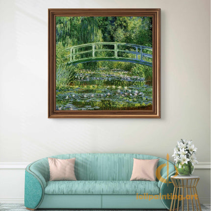 "Claude Monet's 'The Japanese Bridge over Water Lily Pond' - Premium Hand-Painted Oil Reproduction on Canvas"
