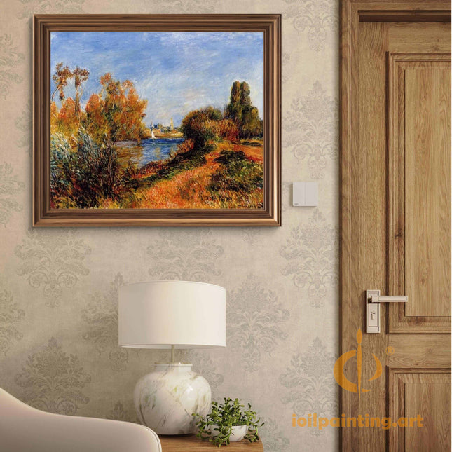 "Pierre-Auguste Renoir's 'Autumn River Landscape' - Premium Hand-Painted Oil Reproduction on Canvas"