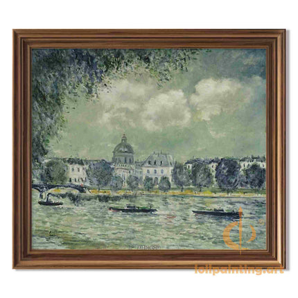 "Alfred Sisley's 'Tranquil Riverside' - Hand-Painted Impressionist Oil Painting Reproduction"