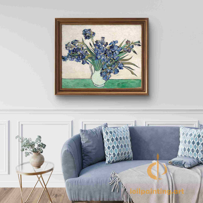 "Vincent van Gogh's 'Vase with Irises' - Premium Hand-Painted Oil Reproduction on Canvas"