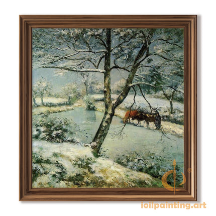 "Camille Pissarro's 'Snow-Covered Winter Landscape' - Hand-Painted Oil Painting Reproduction"