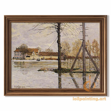 "John Constable's 'Flooded Village' - Hand-Painted Landscape Oil Painting Reproduction"