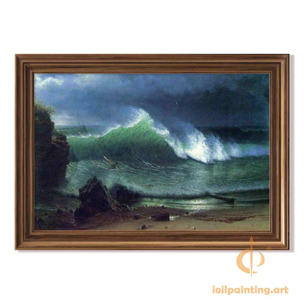 "Ivan Aivazovsky's 'Stormy Sea with Distant Ship' - Hand-Painted Seascape Oil Painting Reproduction"