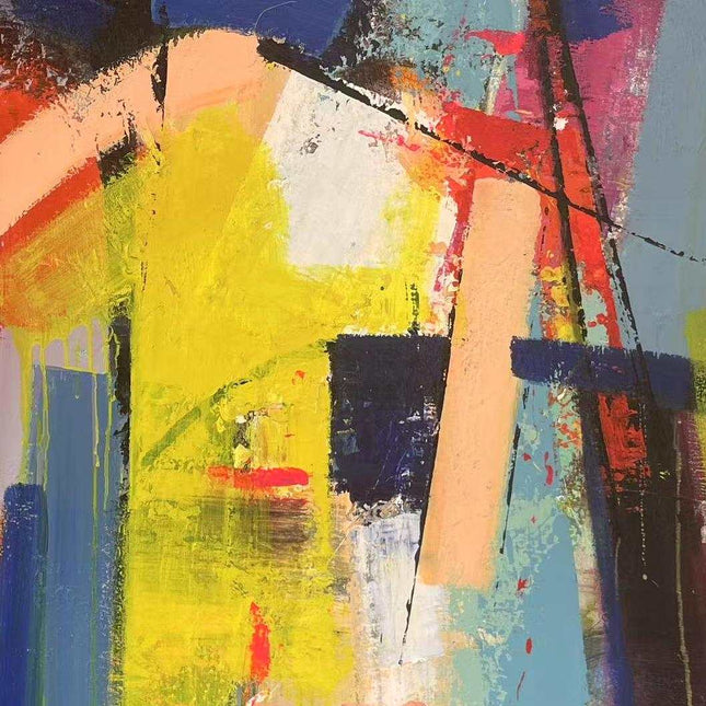 Dynamic Abstract Oil Painting - Bold Textured Wall Art in Vivid Colors, Ready to Hang