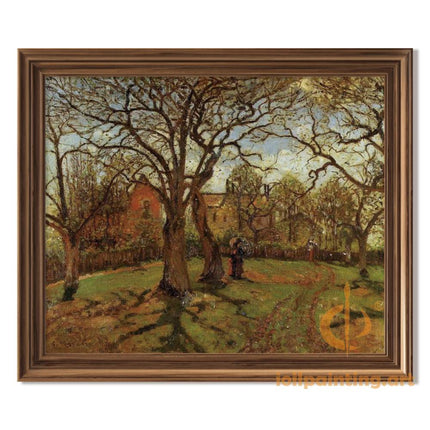 "Camille Pissarro's 'Tranquil Countryside with Majestic Trees' - Hand-Painted Impressionist Oil Painting Reproduction"