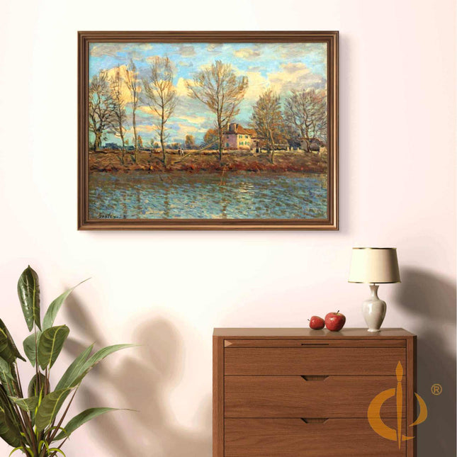 "Claude Monet's 'Riverside Cottage' - Hand-Painted Impressionist Oil Painting Reproduction"
