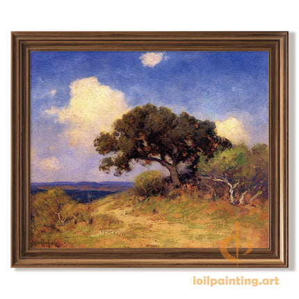 "Tranquil Oak in Summer Landscape - Premium Hand-Painted Oil Reproduction on Canvas"