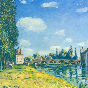 "Alfred Sisley's 'Peaceful Riverside Village' - Hand-Painted Impressionist Oil Painting Reproduction"
