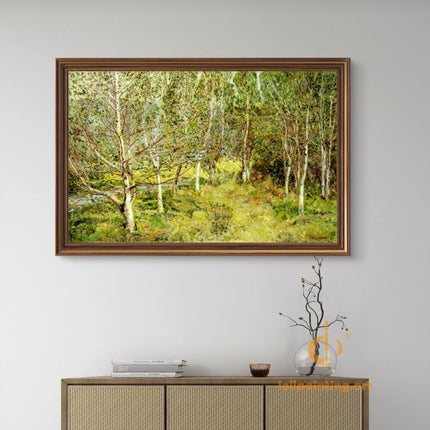 "Childe Hassam's 'Serene Birch Forest' Landscape - Hand-Painted Oil Painting Reproduction"