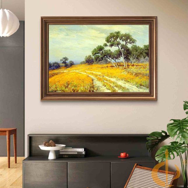 "Julian Onderdonk's Pastoral Landscape Oil Painting Reproduction - Serene Meadow with Winding Path
