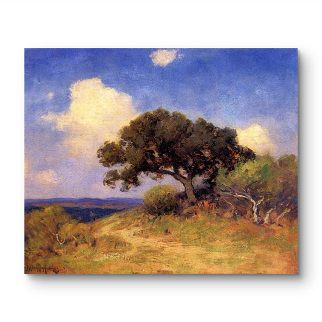 "Tranquil Oak in Summer Landscape - Premium Hand-Painted Oil Reproduction on Canvas"