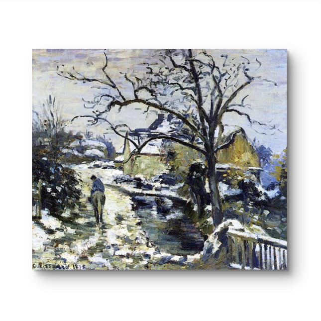 "Camille Pissarro's 'Snow-Covered Village Path' - Hand-Painted Oil Painting Reproduction"