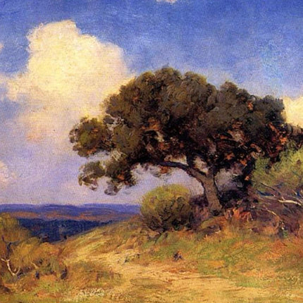 "Tranquil Oak in Summer Landscape - Premium Hand-Painted Oil Reproduction on Canvas"