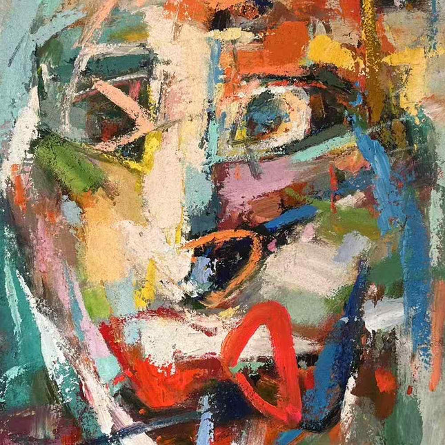 Vibrant Abstract Portrait Oil Painting - Color Burst for Modern Wall Art Decor