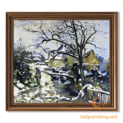 "Camille Pissarro's 'Snow-Covered Village Path' - Hand-Painted Oil Painting Reproduction"