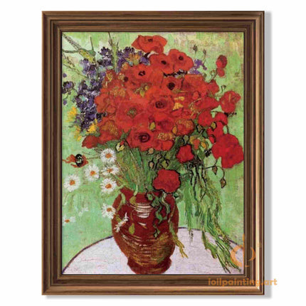 "Vincent van Gogh's 'Red Poppies in a Vase' - Premium Hand-Painted Oil Reproduction on Canvas"