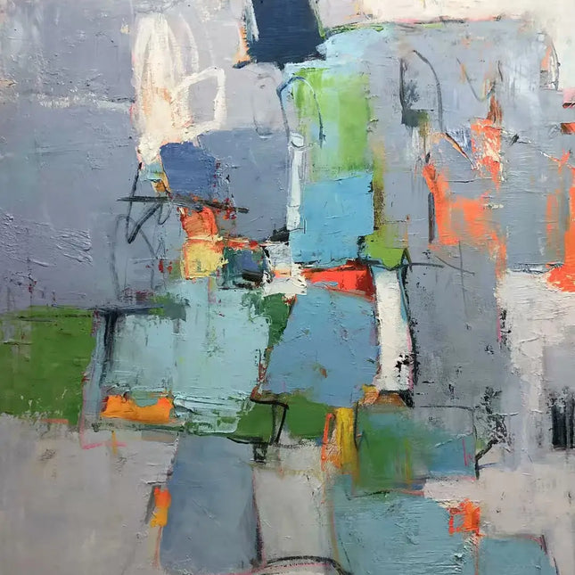 "Handmade Abstract Oil Painting - Bold Textured Artwork in Vibrant Colors for Modern Home Decor"