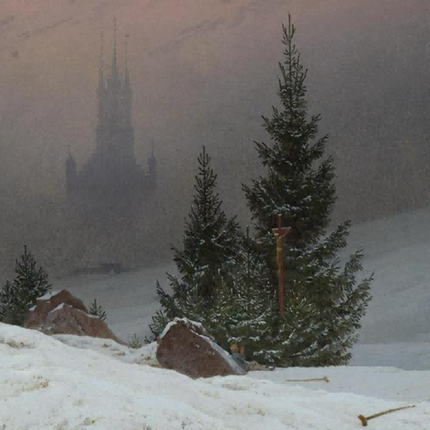 "Caspar David Friedrich's 'Winter Solitude' - Hand-Painted Romantic Oil Painting Reproduction"