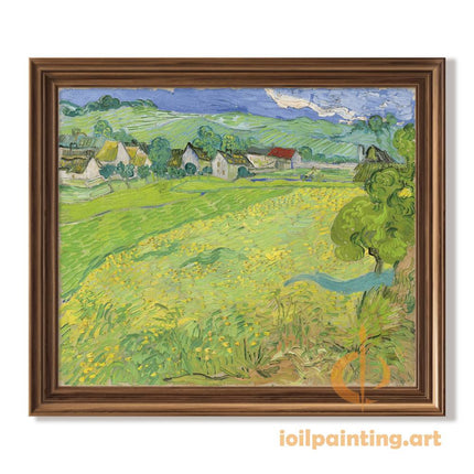 "Vincent van Gogh's 'Sunlit Countryside with Rustic Cottages' - Premium Hand-Painted Oil Reproduction on Canvas"