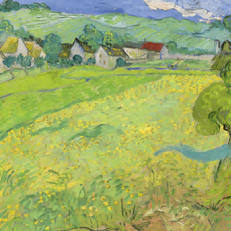 "Vincent van Gogh's 'Sunlit Countryside with Rustic Cottages' - Premium Hand-Painted Oil Reproduction on Canvas"