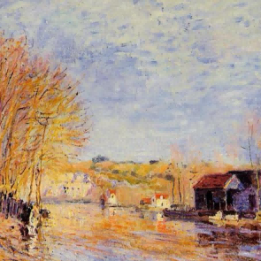 "Alfred Sisley's 'Autumn Riverside' - Hand-Painted Impressionist Oil Painting Reproduction"