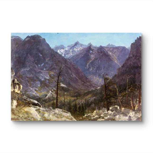 "Albert Bierstadt's 'Majestic Alpine Peaks' - Hand-Painted Landscape Oil Painting Reproduction"