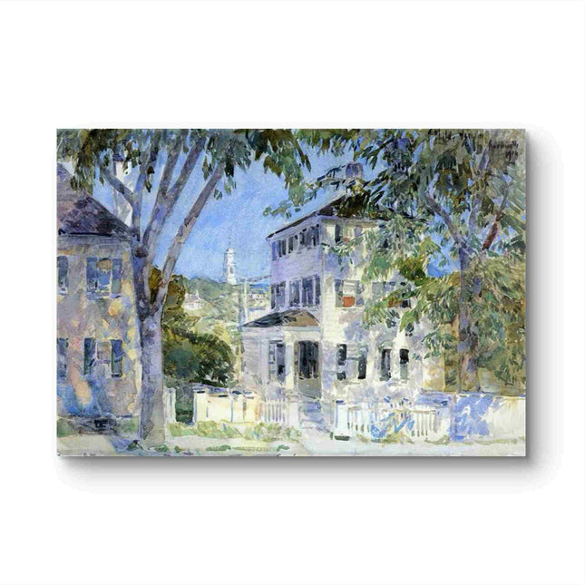 "Childe Hassam's 'Serene Countryside Home' - Hand-Painted Landscape Oil Painting Reproduction"