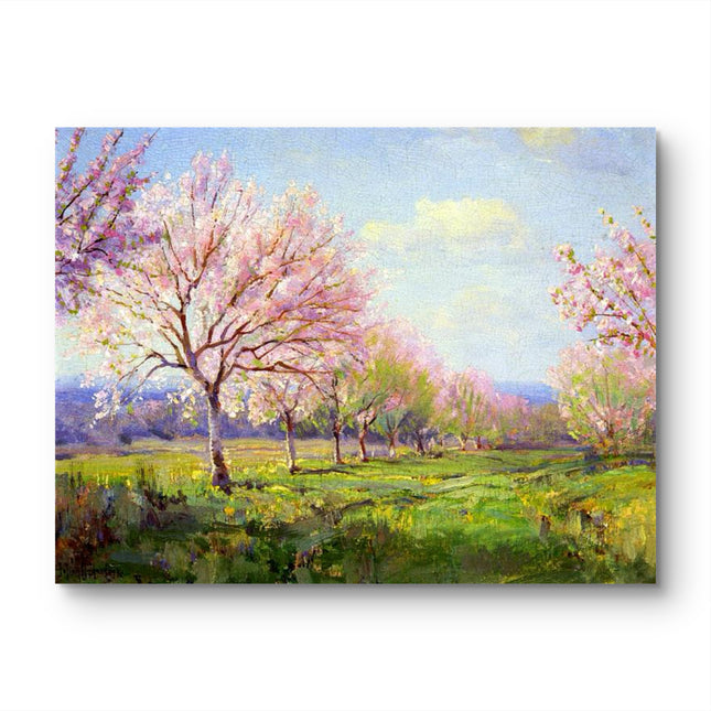 "Spring Blossom Avenue - Premium Hand-Painted Oil Reproduction on Canvas"