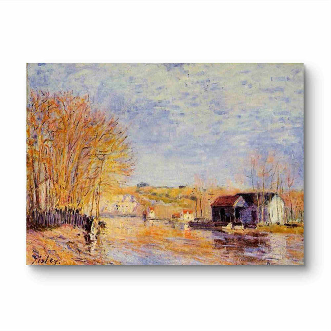 "Alfred Sisley's 'Autumn Riverside' - Hand-Painted Impressionist Oil Painting Reproduction"