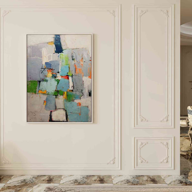 "Handmade Abstract Oil Painting - Bold Textured Artwork in Vibrant Colors for Modern Home Decor"