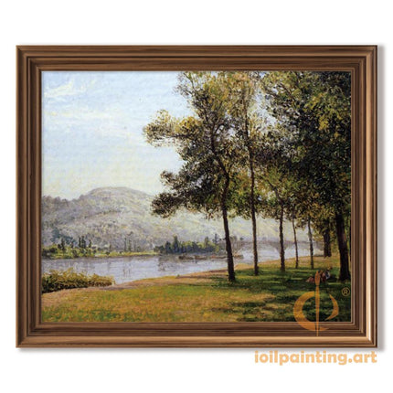 "Camille Pissarro's 'Tranquil Riverside with Majestic Trees' - Hand-Painted Oil Painting Reproduction"