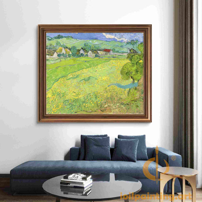 "Vincent van Gogh's 'Sunlit Countryside with Rustic Cottages' - Premium Hand-Painted Oil Reproduction on Canvas"