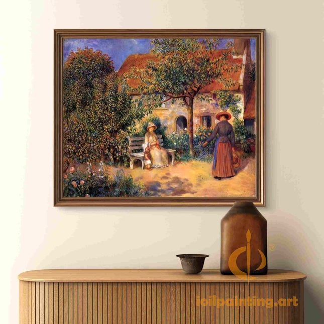 "Pierre-Auguste Renoir's 'Garden Serenity' - Premium Hand-Painted Oil Painting Reproduction"