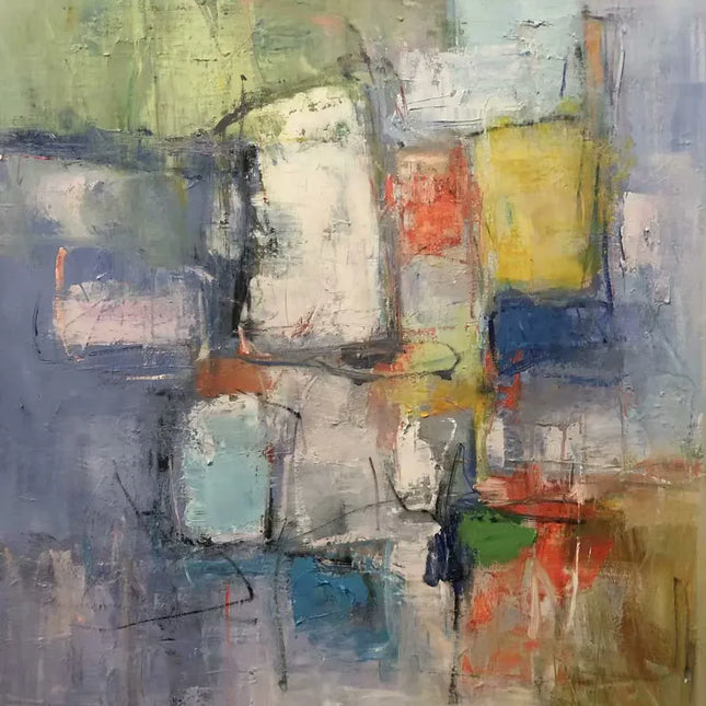 "Modern Abstract Oil Painting - Bold Geometric Art in Vibrant Colors for Contemporary Wall Decor"