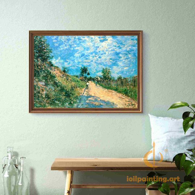 "Claude Monet's 'Country Lane in Summer' - Hand-Painted Impressionist Oil Painting Reproduction"