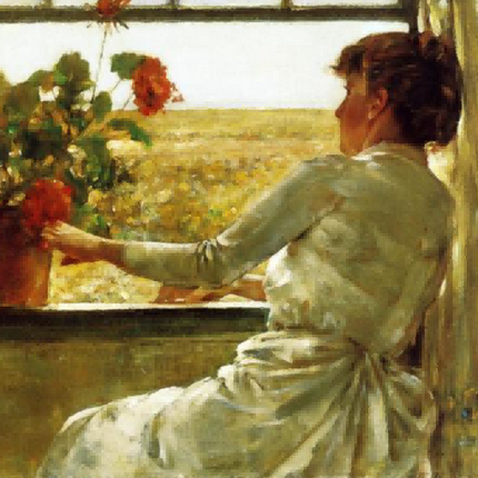"Edmund Charles Tarbell's 'Girl by the Window' - Hand-Painted Classical Oil Painting Reproduction"