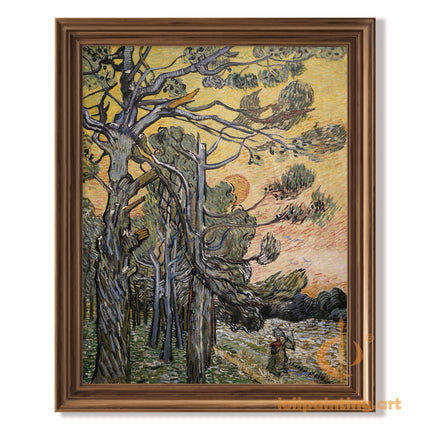 "Vincent van Gogh's 'Pine Trees at Sunset' - Premium Hand-Painted Oil Reproduction on Canvas"