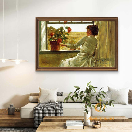 "Edmund Charles Tarbell's 'Girl by the Window' - Hand-Painted Classical Oil Painting Reproduction"