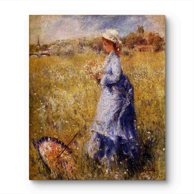 "Pierre-Auguste Renoir's 'Lady in the Flower Field' - Premium Hand-Painted Oil Painting Reproduction"