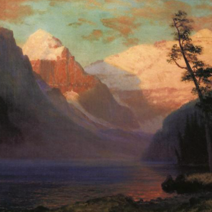 "Albert Bierstadt's 'Golden Mountain Majesty' - Hand-Painted Landscape Oil Painting Reproduction"