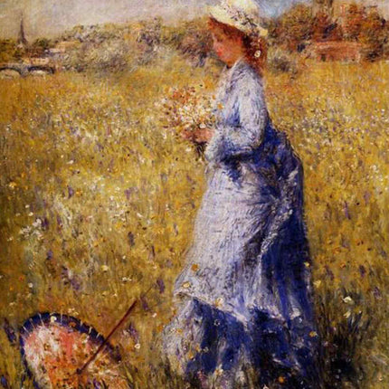 "Pierre-Auguste Renoir's 'Lady in the Flower Field' - Premium Hand-Painted Oil Painting Reproduction"