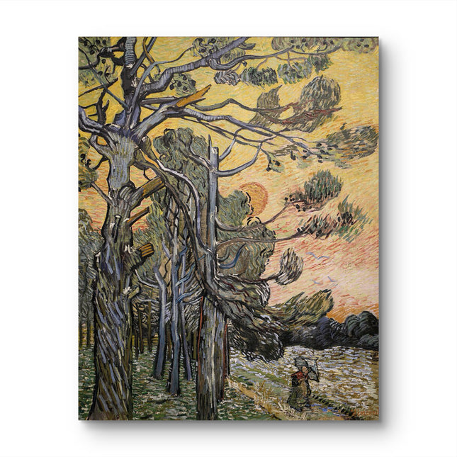 "Vincent van Gogh's 'Pine Trees at Sunset' - Premium Hand-Painted Oil Reproduction on Canvas"