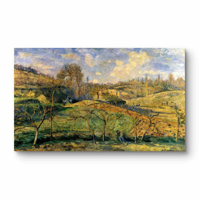 "Camille Pissarro's 'Serene Countryside Walk' - Hand-Painted Impressionist Oil Painting Reproduction"