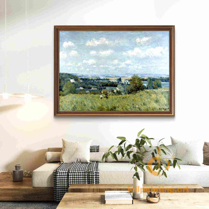 "Alfred Sisley's 'Golden Countryside' - Hand-Painted Impressionist Oil Painting Reproduction"