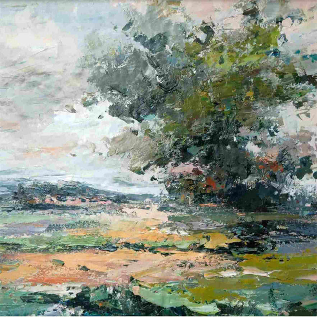 "Expressive Tree Abstract Oil Painting - Vibrant Nature Landscape in Bold Strokes | Handmade Canvas Wall Art"